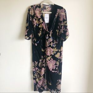 NWT Zara Velvet Knotted Kimono